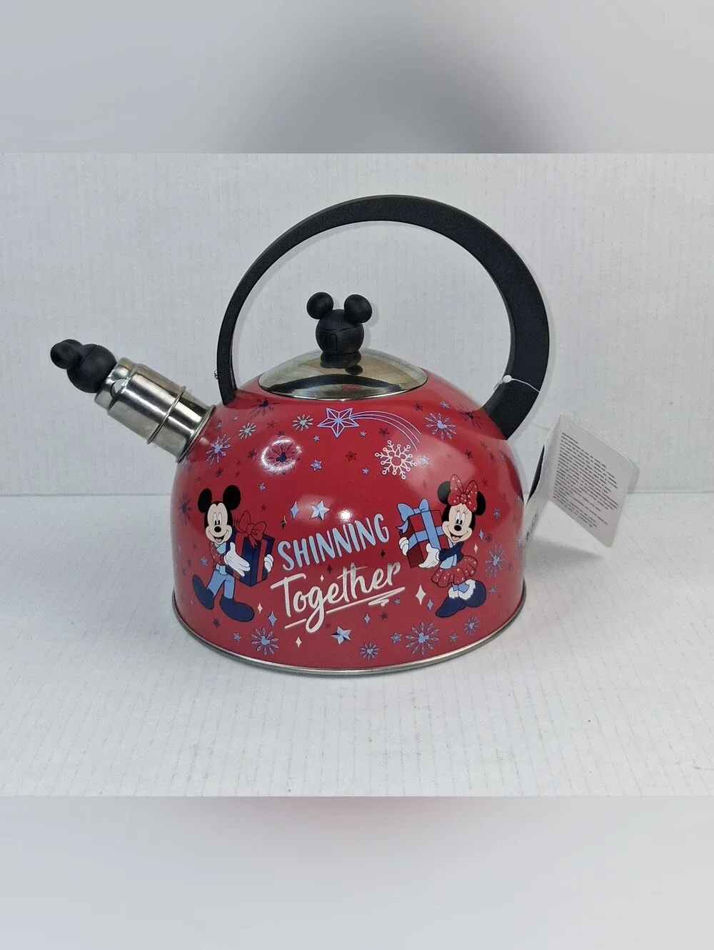 Disney Stainless Steel Red Mickey & Minnie Mouse Teapot Kettle 2.5 Liters